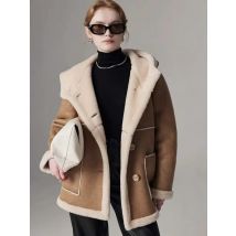 Women Coat Winter Thicken Warm Casual Hooded Suede Lambswool Overcoat Long Sleeve Single Breasted New Office Ladies Wool Jacket