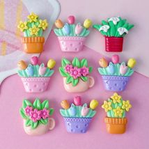 10 Stück neue niedliche Cartoon Bouquet Serie flache Rückseite Ornament Schmuck Bögen Zubehör versand kostenfrei