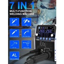 Reboot MIG Welder 250Amp 6 in 1 Gas/Gasless Flux Core MIG/Stick/Lift TIG/Spot welding/Spool Gun 120V/240V Aluminum Multi Process
