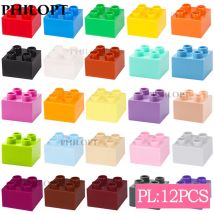 12 stücke DIY Große Baustein Ziegel 2X2 Ziegel Große Größe Ziegel Spielzeug Für Pädagogische Kinder Kinder Geschenke