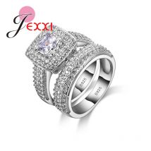 Klassische Ehering-Sets aus 925er-Sterlingsilber für Damen, Bijoux für Damen, Vintage-Luxus-CZ-Kristall, Schmuckzubehör