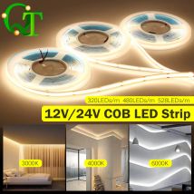 Linearer LED-Lichtstreifen mit hochdichtem COB, 12 V, 24 V, 3000 K/4000 K/6000 K, Licht für Heimdekoration – 5 Meter/Rolle
