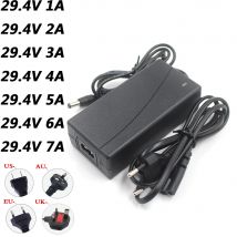 29.4V 1A 2A 3A 4A 5A 6A 7A caricabatteria ai polimeri di litio AC 100-240V DC 5.5MM * 2.1MM caricabatterie portatile spina EU/AU/US/UK