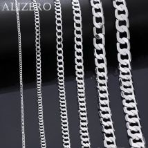 Großhandel 925 Sterling Silber Halskette Breite 2-12 MM Lange 40-75 cm Karabinerverschluss Kette Männer Frauen Mode Punk Halsketten Schmuck