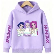 Bluza z kapturem Jesień Zima Manga Kids Kpop Demon Hunters Dziecięca bluza Cute Tiger Harajuku Hoody dla chłopców i dziewcząt