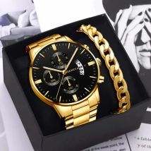 Luxus Mode herren Uhren Männer Business Casual Quarz Armbanduhren Männlich Goldene Uhr Armbänder Set