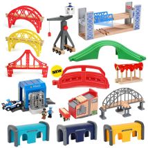 Wszystkie rodzaje drewnianych torów kolejowych Akcesoria Torowe z drewna bukowego Drewniany tunel mostowy pasujący do drewnianych torów Zabawki dla dzieci