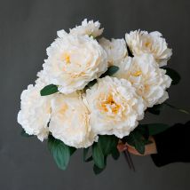 Rose Rosa Weiß Rot Seidenpfingstrose Künstlicher Blumenstrauß 5, große Köpfe Günstige Kunstblumen für Zuhause, Hochzeitsdekoration im Innenbereich
