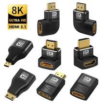 MIZIQIER Adattatore HDMI 2.1 8K 90 270 gradi maschio a femmina, convertitore 8 k60hz 4 k120hz, 48Gbps, compatibile PS5/4, HDTV, Roku, TV Stick, PC