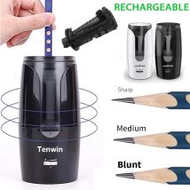 Tenwin Temperamatite elettrico automatico Safe Student Temperamatite elicoidale in acciaio per artisti Bambini Adulti Matite colorate