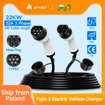 AFYEEV Cavo di ricarica portatile 32A 22KW EV Type2 a Type2 IEC 62196-2 Caricatore per veicoli elettrici Auto in stazione pubblica