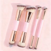 4Pcs Professional Facial Double-Ended Makeup Brush Set With Paper Box,Bevel&Taper Foundation Brush Contour Brush Blush Brush Pow