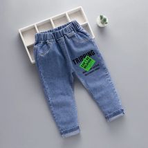 2024 neue Kinder jeans Jungen und Mädchen Frühling und Herbst Cartoon gedruckt elastische Hosen Vorschule Mode Jeans1-6 Jahre alt