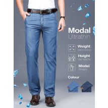 Hochwertige Marken kleidung weicher modaler Stoff Herren jeans klassische Business Straight Denim Hose Arbeits hose männlich plus Größe 40