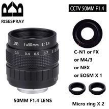 50 mm F1.4 APS-C CCTV-Objektiv + Adapterring + 2 Makroringe für Sony Fuji NIKON1 Canon EOSM Olympus Panasonic Micro 4/3 M4/3