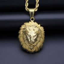 Hip Hop Löwenkopf Anhänger Halsketten Herren Gold Farbe Punk Tiers chmuck
