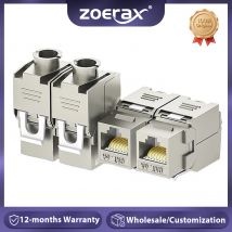 ZOERAX 1 unidad Conector Keystone Cat6a Cat7 RJ45 STP sin herramientas, módulo de aleación de zinc, adaptador acoplador para cable de 22 a 26 AWG