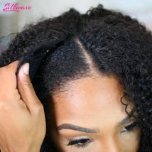 Silkwave V Part Wig Human Hair Knky Curly Glueless Wig For Black Women No Leave Out Easy Blend Clip In Half Deep Wave V Part Wig