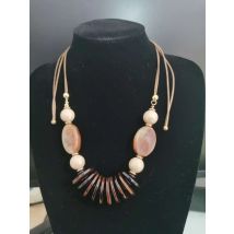Korean Fashion Sweater Chain Necklaces Acrylic Round Beads Circle Necklace for Woman Girl Leather Rope Charm Jewelry