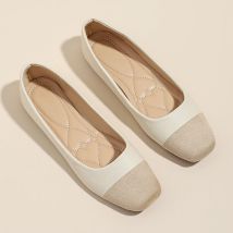 2025, neue Damen-Wohnungen, quadratischer Kopf, beige, Aprikose, flacher Absatz, Schuhe für Mädchen, Größe 33–46, flacher Mund, Sommer- und Frühlingsschuhe für Damen