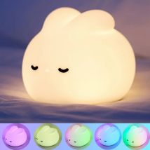 Luz nocturna de conejo para habitación de niños, lámpara de conejito bonita, regalos para guardería, niñas, niños pequeños, decoración de habitación Kawaii, luz nocturna de silicona USB