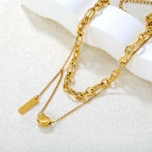 Neue Gothic Fashion Doppelkette Anhänger Halskette für Mädchen, Hip-Hop Rock Street Persönlichkeit, Edelstahl Punk Schmuck Geschenke