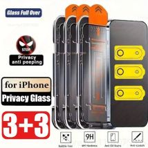 3 Stück Anti-Spy gehärtetes Glas + 3 Stück Objektivschutzfolien für iPhone 17 16 15 14 13 12 11 Promax 15 Plus Air 16 Promax 13 Mini 17 Promax