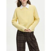 Fsle 35.8% Schafwolle 34.2% Alpaka Wolle sanfter Strick pullover für Frauen Herbst Winter neuer schicker Pullover mit Rundhals ausschnitt 24 fs14282