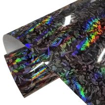Premium Gloss Rainbow Holographic Silver Forged Carbon Fiber Vinyl Wrap Film Selbstklebende Aufkleber Automotive Car Wrapping Folie