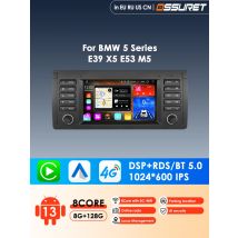 8+128G Android 14 Car Radio Multimedia Video Player for BMW 5 E39 E53 X5 1995-2001 2002 2003 2004 2005 2006 Navigation GPS 2 Din