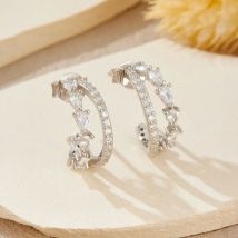 ANDYWEN 925 Sterling Silber Zwei Linien Glänzende Tropfen Zirkon CZ Birne Form Tropfen Ohrringe 2025 Luxus Zierliche Frauen Schmuck Geschenk