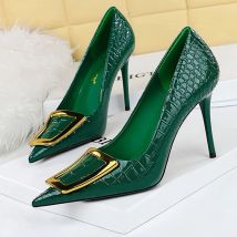 BIGTREE Schuhe Damen 10 cm Metallschnalle Damen Pumps Luxus Damen Bankettschuhe Stilettos High Heels Damen Sexy Party Schuhe