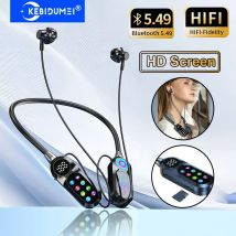 Auricolari con schermo HD Cuffie Bluetooth 5.4 Cuffie con archetto da collo Auricolari wireless TWS HiFi Stereo Assistente vocale Supporto TF Play