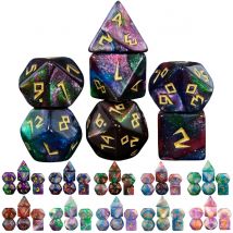 Set di dadi poliedrici DND - 7 pezzi Giochi di glitter in acrilico di colori misti Dadi per giochi da tavolo RPG di intrattenimento souvenir