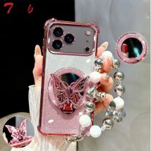 Glitter Shockproof Plating Butterfly Mirror Bracelet Case for Google Pixel 10 9 8 7 Pro XL 9A 8A 7A Silicone Cover