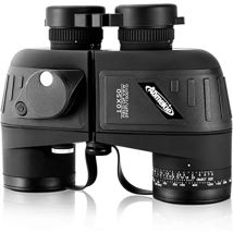 10x50 Fernglas für Erwachsene, Marine-Militär-Fernglas, wasserdicht, mit Entfernungsmesser-Kompass für die Jagd, Bootfahren