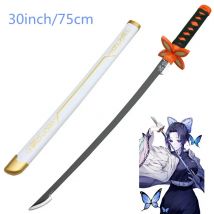 Kinderspion Dämonentöter: Kimetsu no Yaiba Übertreibung Shinobi Wood Suord Katana 30 Zoll Rollenspiel Dämon Sayaer 75 cm Kamado Tanjiro Waffenmodell