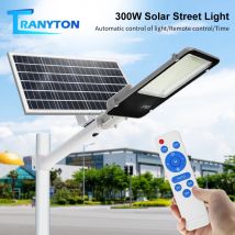 Luce solare da strada ad alta potenza super luminosa da 300 W con pannello solare in alluminio con telecomando Lampada da parete solare da giardino per esterni