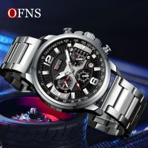 OFNS Business Männer Uhr Quarz Chronograph Armbanduhr Mode Männlichen Edelstahl Leuchtende Wasserdichte Kalender Uhren Für Männer