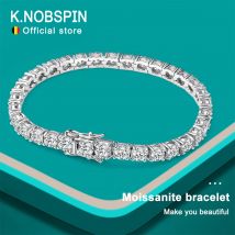 KNOBSPIN D VVS1 Moissanite Tennis Bracelet Original s925 Sterling Silver Plated 18k White Gold with