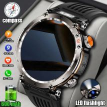 Militärische Smartwatch für Herren mit LED-Taschenlampe, 1,7 Zoll, 3 ATM wasserdichte Fitnessuhr, 600 mAh Akku, sprechende Smartwatch