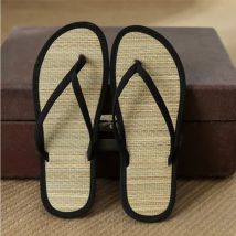 Pantofole infradito piatte da donna estive Comodi sandali antiscivolo Infradito in rattan di bambù Pantofole da bagno per la casa