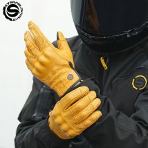 SFK Echtes Ziegenleder Retro Motorradhandschuhe Vollfinger Sommer Atmungsaktiv Knuckle Schutz Reiten Race Gears Zubehör