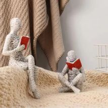 Kreative Lesende Frau aus Kunstharz, nordisches modernes einfaches Dekor – Schreibtisch-Bücherregal, Heimbüro, Wohnzimmer, Geschenk für Buchbegeisterte