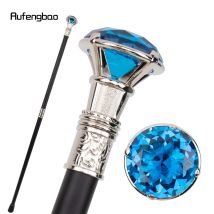 Weißer dekorativer Stick mit blauem Diamant – 91,4 cm großer Vintage-inspirierter Stock für Cosplay-, Steampunk- und Kostümpartys