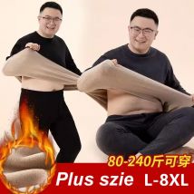 Duże rozmiary 8XL męskie komplety bielizny termicznej jesienno-zimowej, rekreacyjne, jednokolorowe kalesony, utrzymujące ciepło w chłodne dni, odzież termiczna.