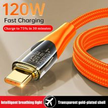 Kabel USB typu C o mocy 120 W i 6 A Kabel do superszybkiego ładowania telefonu do Huawei P40 Samsung Xiaomi Szybkie ładowanie Kabel USB typu C do transmisji danych