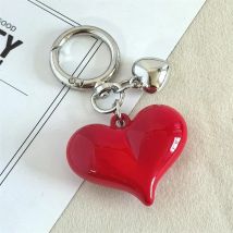Fashion Candy Color Acrylic Heart Charm Keychain Exquisite Cute Backpacks Hanging Ornament Car Key Chain for Women