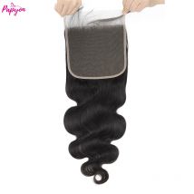 4x4 5x5 Chiusura in pizzo onda del corpo Solo parte libera Chiusura in pizzo per capelli umani Pre pizzicati Capelli umani di colore naturale con i capelli del bambino