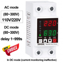Adjustable Voltage Current Protector 110/220V 80-300V Universal  Single Phase AC DC Protection 1~63a Self resetting